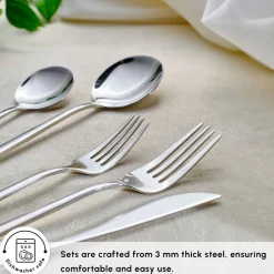 Orion Silver 60-Piece Stainless Steel Cutlery Set for 12 People, Silver Cutlery Sets