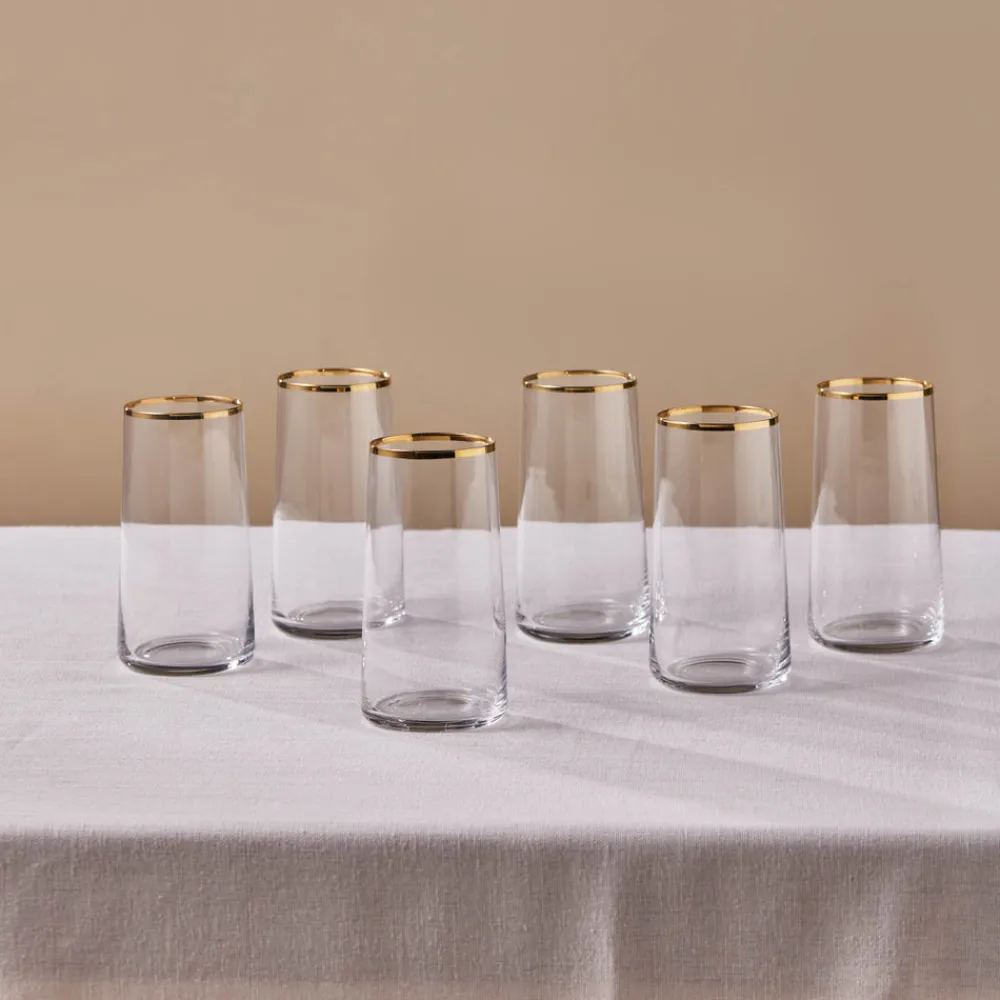 New Orlando 6-Piece Highball Glass Set, 520ml, Multi Coffee Glasses