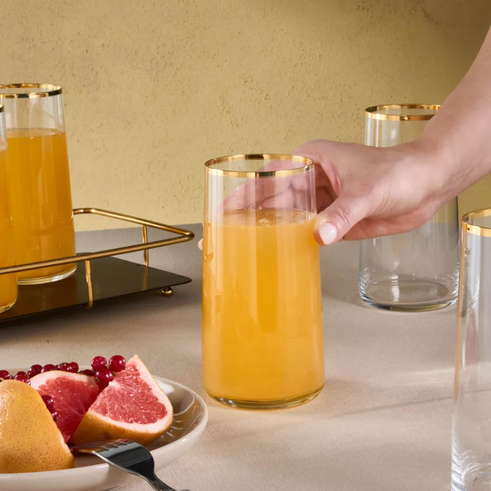 New Orlando 6-Piece Highball Glass Set, 520ml, Multi Coffee Glasses