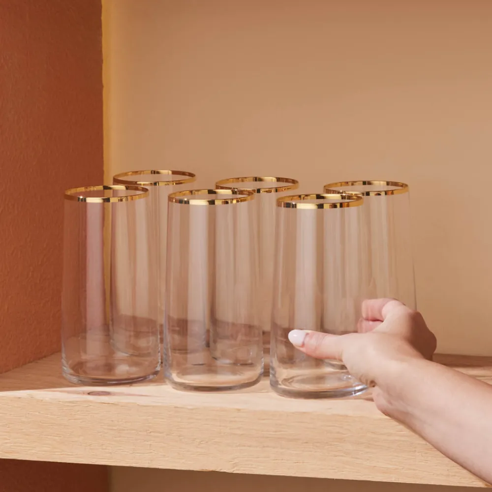 New Orlando 6-Piece Highball Glass Set, 520ml, Multi Coffee Glasses