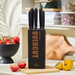 Best Overcut 5 Piece Knife Block Set, Black Knife Sets