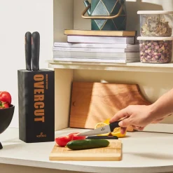 Best Overcut 5 Piece Knife Block Set, Black Knife Sets