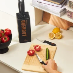 Best Overcut 5 Piece Knife Block Set, Black Knife Sets