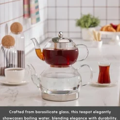 Best Pandora Glass Induction Teapot Set, Transparent Turkish Teapots
