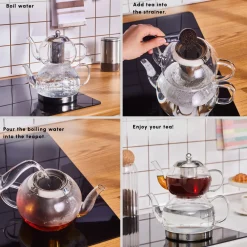 Best Pandora Glass Induction Teapot Set, Transparent Turkish Teapots