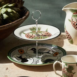 Sale Paye Seljuk Collection Porcelain 2-Tier Cake Stand, 17cm, Green Multi Serving Platters