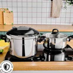 Online Perfect 2-Piece Stainless Steel Induction Pressure Cooker Set, 4L+6L, Black Silver Induction Cookware|Pressure Cooker