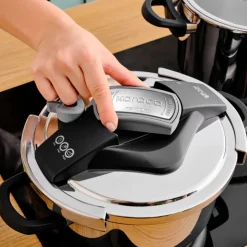 Online Perfect 2-Piece Stainless Steel Induction Pressure Cooker Set, 4L+6L, Black Silver Induction Cookware|Pressure Cooker