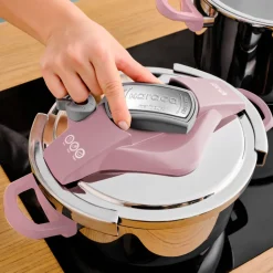 Discount Perfect 2-Piece Stainless Steel Induction Pressure Cooker Set, 4L+6L, Pink Silver Pressure Cooker|Induction Cookware