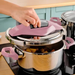 Discount Perfect 2-Piece Stainless Steel Induction Pressure Cooker Set, 4L+6L, Pink Silver Pressure Cooker|Induction Cookware