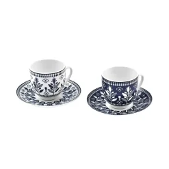 Discount Peyker 12-Piece Bone China Espresso Turkish Coffee Cup for 6 People, 85ml, Blue Espresso & Turkish Coffee Cup Sets