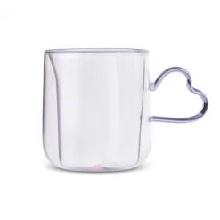 Clearance Pia Lola Double Walled Glass Mug, 300ml, Pink Mugs
