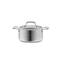 Online Plasma Steel 3Ply Non-Stick Induction Casserole, 24cm, Silver Pots
