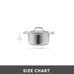 Online Plasma Steel 3Ply Non-Stick Induction Casserole, 24cm, Silver Pots