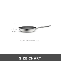 Plasma Steel 3Ply Non-Stick Induction Frying Pan, 30cm, Silver Pans