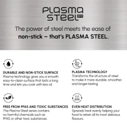 Plasma Steel 3Ply Non-Stick Induction Frying Pan, 30cm, Silver Pans