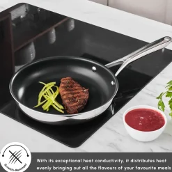 Plasma Steel 3Ply Non-Stick Induction Frying Pan, 30cm, Silver Pans