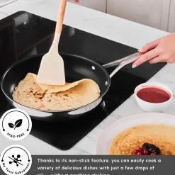 Hot Plasma Steel 3Ply Non-Stick Induction Frying Pan, 28cm, Silver Pans