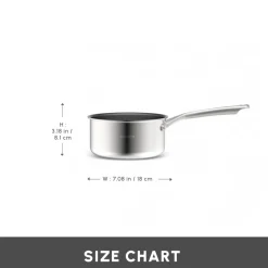 Clearance Plasma Steel 3Ply Non-Stick Sauce Pan, 18cm, Silver Pans