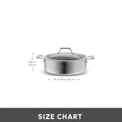 Plasma Steel 3Ply Non-Stick Induction Shallow Casserole, 26cm, Silver Pots