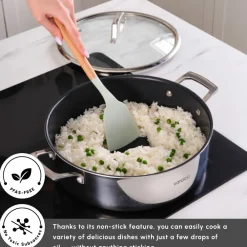 Best Plasma Steel 3Ply Non-Stick Induction Shallow Casserole, 30cm, Silver Pots