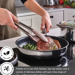 New Plasma Steel 3Ply 7-Piece Non-Stick Induction Cookware Set, Silver Stainless Steel Cookware Sets