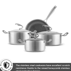 5Ply PowerSteel 7-Piece 316+ Stainless Steel Induction Cookware Set, Silver Induction Cookware|Stainless Steel Cookware Sets