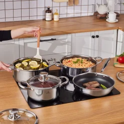 Discount 3Ply Stainless Steel Guardian 7-Piece Non-Stick Induction Cookware Set, Silver Stainless Steel Cookware Sets