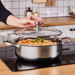 Discount 3Ply Stainless Steel Guardian 7-Piece Non-Stick Induction Cookware Set, Silver Stainless Steel Cookware Sets