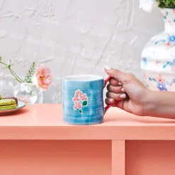 Hot Primavera Stoneware Mug, 400ml, Blue Mugs