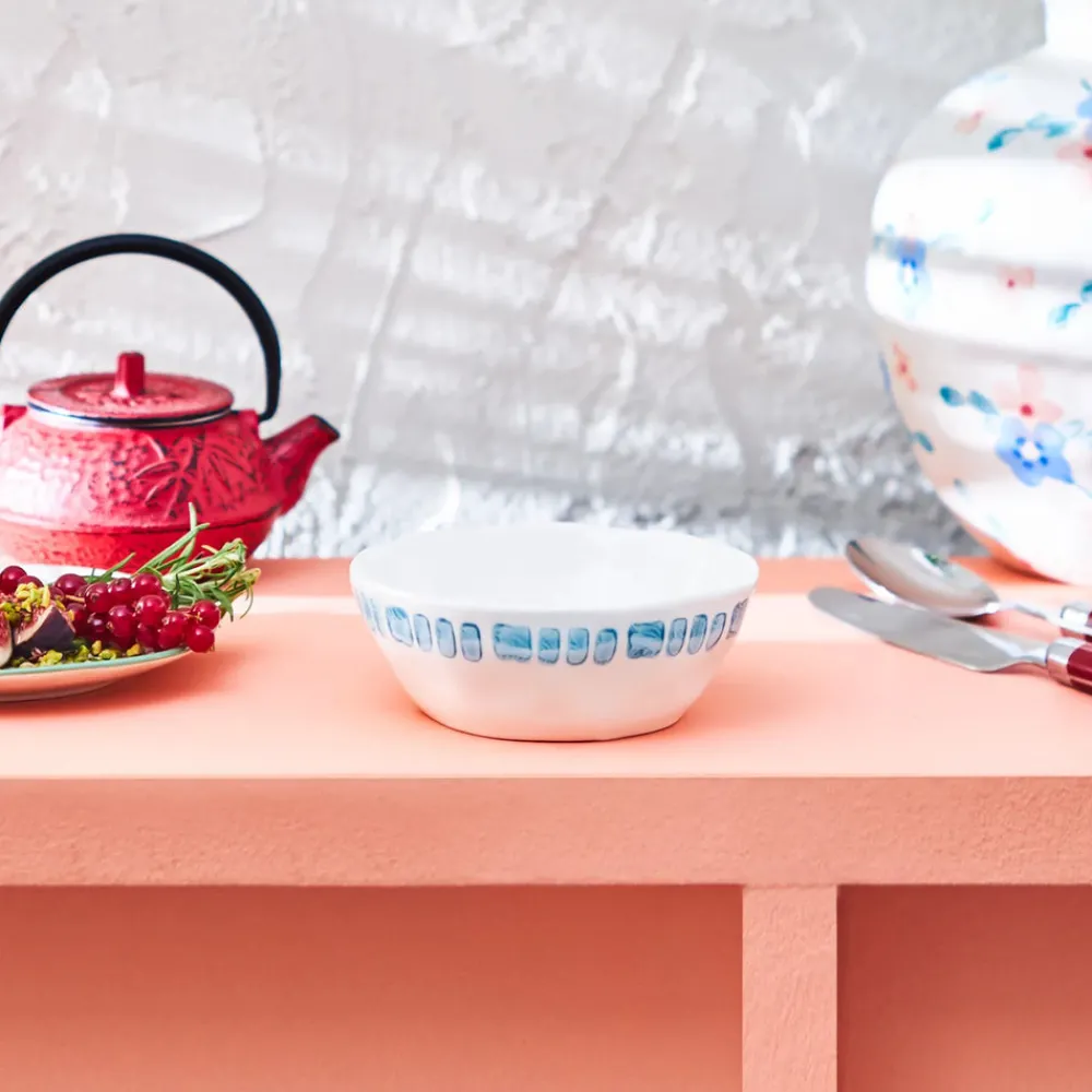 Online Primavera Stoneware Bowl, 13cm, Blue Stripes Bowls