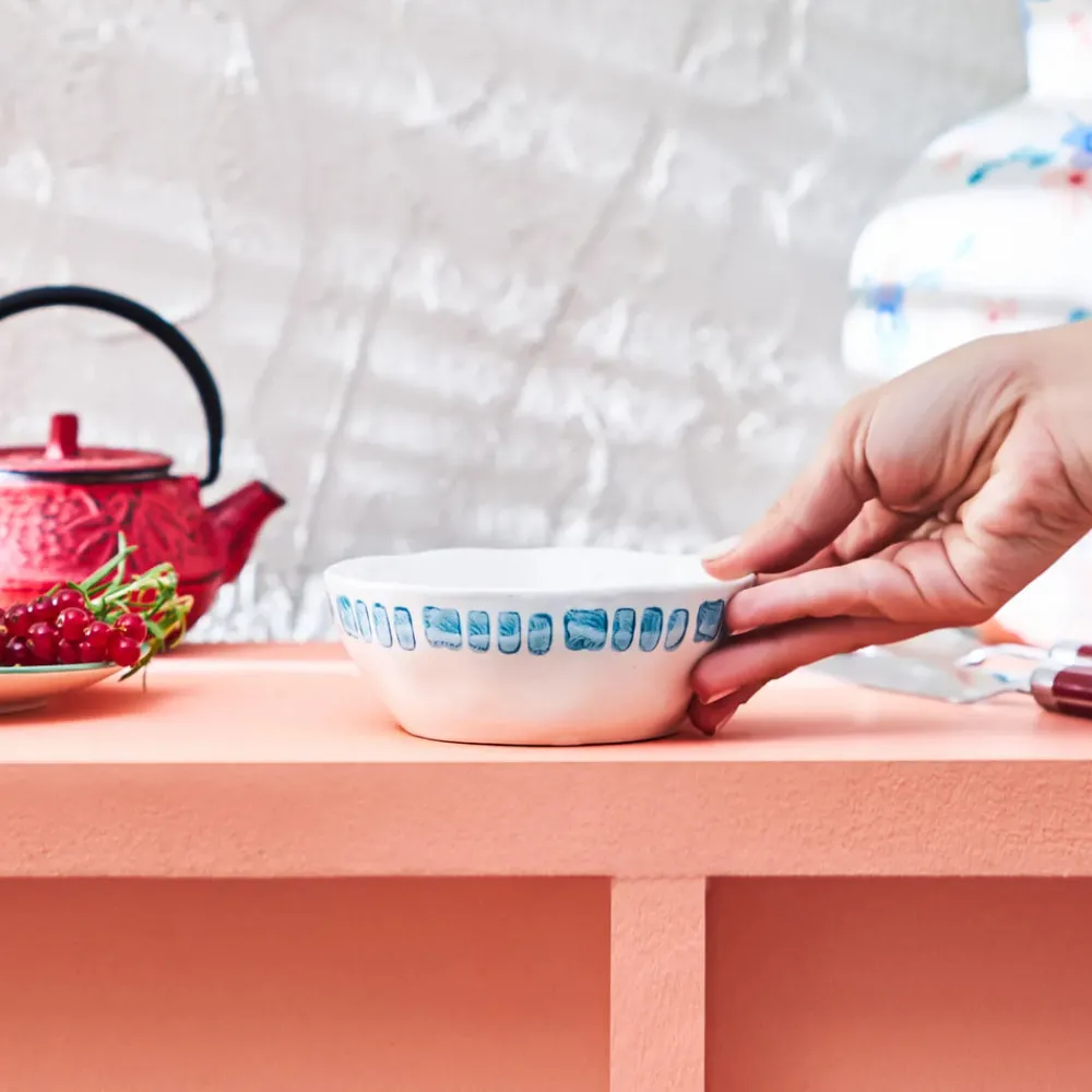 Online Primavera Stoneware Bowl, 13cm, Blue Stripes Bowls