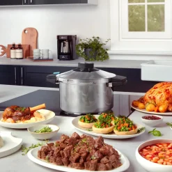 Hot Quick and Safe 2-Piece Stainless Steel Induction Pressure Cooker Set, 4L+6L, Black Silver Pressure Cooker|Induction Cookware