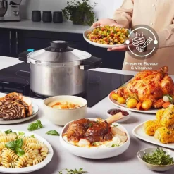 Hot Quick and Safe 2-Piece Stainless Steel Induction Pressure Cooker Set, 4L+6L, Black Silver Pressure Cooker|Induction Cookware