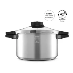 Hot Quick and Safe 2-Piece Stainless Steel Induction Pressure Cooker Set, 4L+6L, Black Silver Pressure Cooker|Induction Cookware