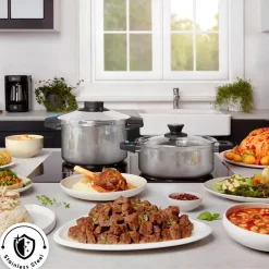 Hot Quick and Safe 2-Piece Stainless Steel Induction Pressure Cooker Set, 6L+8L Pressure Cooker