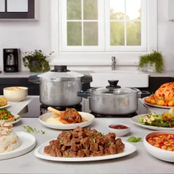 Online Quick and Safe Stainless Steel Induction Pressure Cooker, 7L, Black Silver Pressure Cooker|Induction Cookware