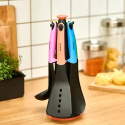 New Rainbow 7-Piece Kitchen Utensil Set with Stand, Multi Kitchen Utensils
