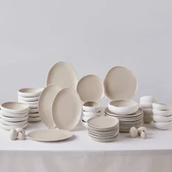 Online Red Carpet Collection Earth Collection New Cupid 59-Piece Dinner Set for 12 People, Beige White See All Dinner Sets|Stoneware Dinner Sets