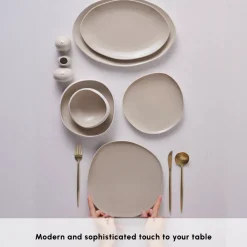 Online Red Carpet Collection Earth Collection New Cupid 59-Piece Dinner Set for 12 People, Beige White See All Dinner Sets|Stoneware Dinner Sets