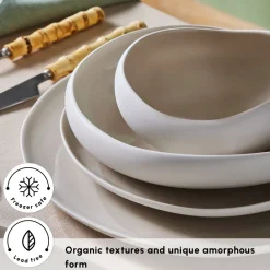 Online Red Carpet Collection Earth Collection New Cupid 59-Piece Dinner Set for 12 People, Beige White See All Dinner Sets|Stoneware Dinner Sets