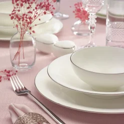 New Red Carpet Collection Fine Pearl Extra Argento 62-Piece Dinner Set for 12 People, Silver White See All Dinner Sets|Fine Bone Dinner Sets