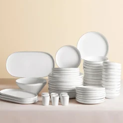 Sale Red Carpet Collection Stream Bone China New Saturn 59-Piece Dinner Set for 12 People, White Platinum See All Dinner Sets|Bone China Dinner Sets