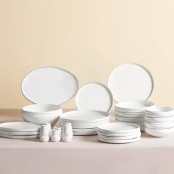 Red Carpet Collection Stream Bone China New Sunset 59-Piece Dinner Set for 12 People, Platinum White See All Dinner Sets|Bone China Dinner Sets