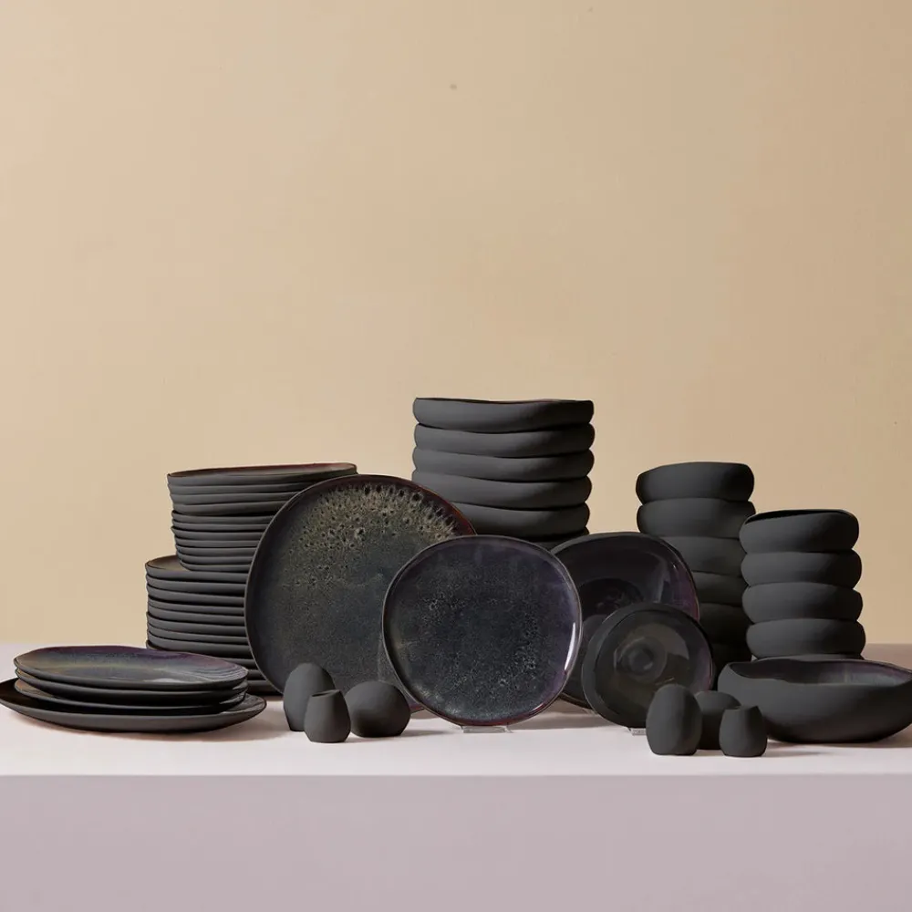 Online Red Carpet Collection Earth Collection New Galactic Reactive Glaze 59-Piece Dinner Set for 12 People, Black See All Dinner Sets|Reactive Glaze Dinner Sets