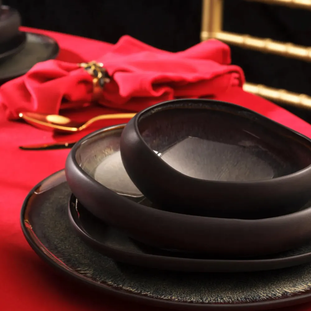 Online Red Carpet Collection Earth Collection New Galactic Reactive Glaze 59-Piece Dinner Set for 12 People, Black See All Dinner Sets|Reactive Glaze Dinner Sets