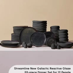 Online Red Carpet Collection Earth Collection New Galactic Reactive Glaze 59-Piece Dinner Set for 12 People, Black See All Dinner Sets|Reactive Glaze Dinner Sets