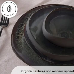 Online Red Carpet Collection Earth Collection New Galactic Reactive Glaze 59-Piece Dinner Set for 12 People, Black See All Dinner Sets|Reactive Glaze Dinner Sets