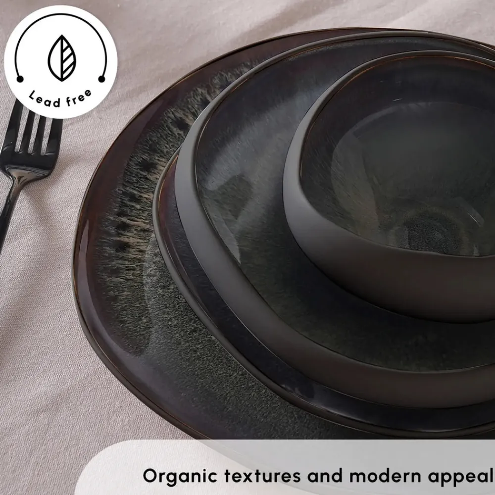 Online Red Carpet Collection Earth Collection New Galactic Reactive Glaze 59-Piece Dinner Set for 12 People, Black See All Dinner Sets|Reactive Glaze Dinner Sets