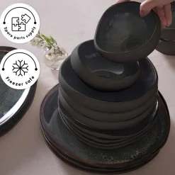 Online Red Carpet Collection Earth Collection New Galactic Reactive Glaze 59-Piece Dinner Set for 12 People, Black See All Dinner Sets|Reactive Glaze Dinner Sets